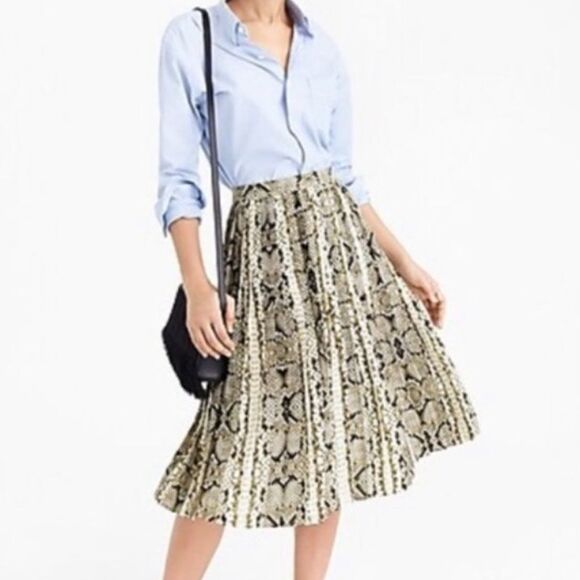 NWT J. Crew Pleated midi skirt in snakeskin print-M0587 - Picture 5 of 15
